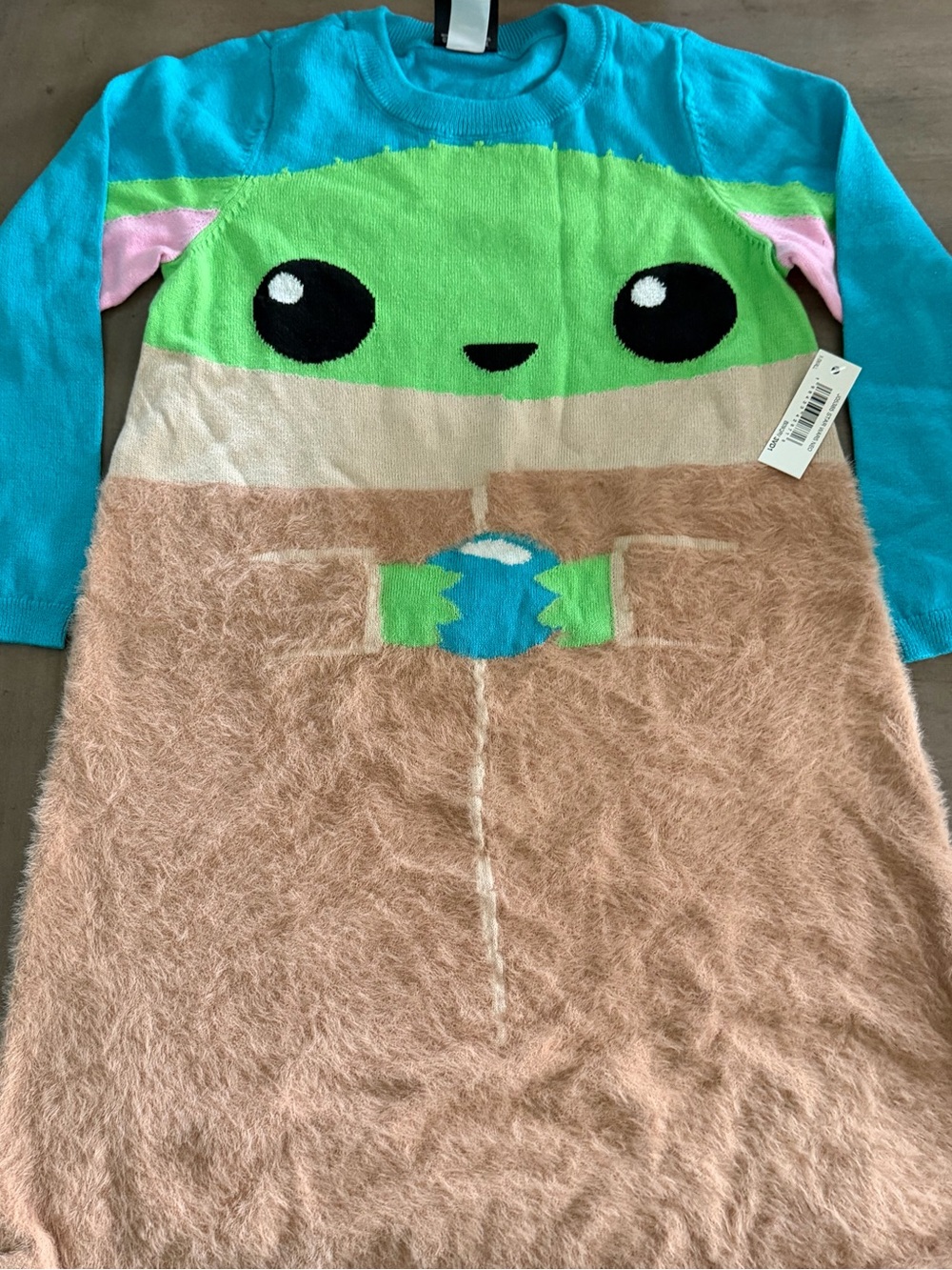 Star Wars Grogu Baby Yoda Sweater Dress Girls XS 4-5 Spotted Zebra Fuzzy NWT